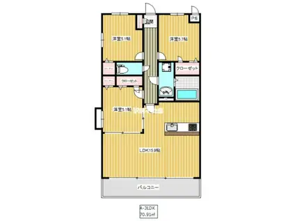 サクセス東櫛原(3LDK/5階)の間取り写真