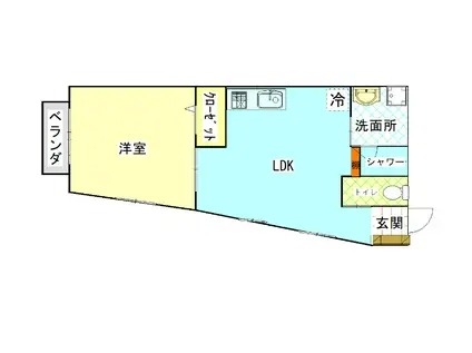 NOOK CHATAN(1LDK/3階)の間取り写真