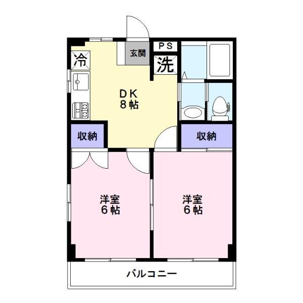 エクレール与野本町(2DK/1階)の間取り写真