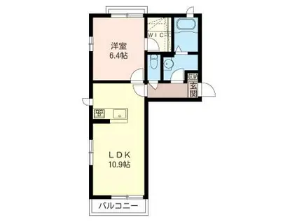 ワイズコート(1LDK/1階)の間取り写真