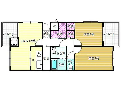 ポンテフィーコ(2LDK/2階)の間取り写真