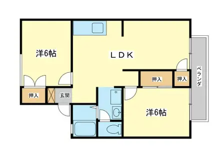 ハイネスKII(2LDK/2階)の間取り写真