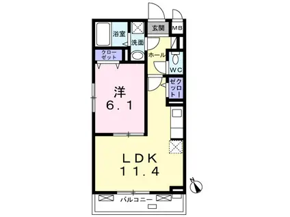エクセルアヴェニュー(1LDK/2階)の間取り写真