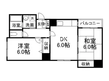 フィルハウゼ五条(2DK/4階)の間取り写真