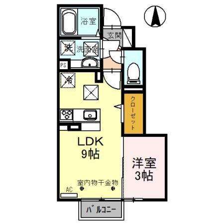 ソラティオ(1LDK/1階)の間取り写真