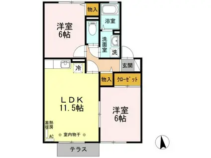 エルフタウン吉久(2LDK/1階)の間取り写真