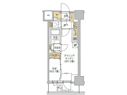 リビオメゾン西麻布(1DK/3階)の間取り写真