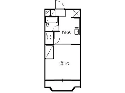 ア・ラ・モードS(1DK/2階)の間取り写真