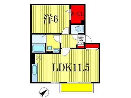リヴェール(1LDK/1階)の間取り写真