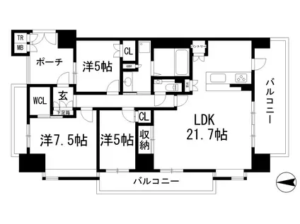 ブランズ川西(3LDK/12階)の間取り写真