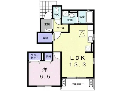 ディアコートII(1LDK/1階)の間取り写真