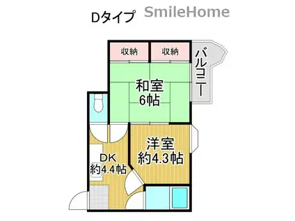 キャピタル住之江公園(2DK/4階)の間取り写真