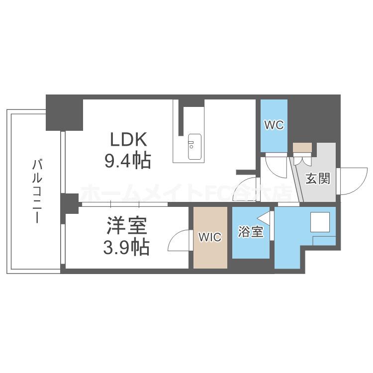ファステート難波ラグジュ(1LDK/3階)の間取り写真