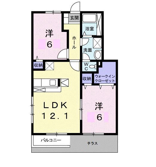 センチュリ-21H(2LDK/1階)の間取り写真