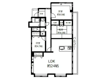 恵マンション(3LDK/3階)の間取り写真
