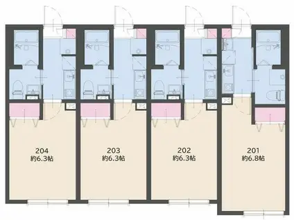 ステーションテラス二俣川(1K/2階)の間取り写真