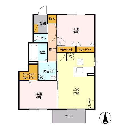 リバーストーンC(2LDK/1階)の間取り写真