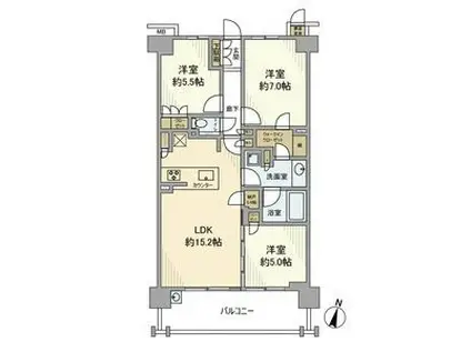 アネシア生田月見台(3LDK/2階)の間取り写真