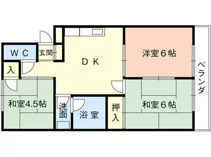 マンション・アイリス(3DK/2階)の間取り写真