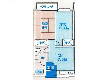 グリーンハイツ萩坂(2DK/2階)の間取り写真