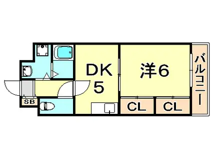コスタレイ神戸三宮(1DK/5階)の間取り写真