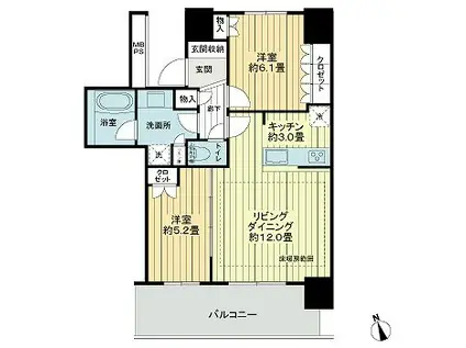 ライオンズタワー柏(2LDK/5階)の間取り写真