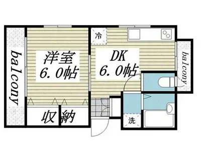 田島ビル(1DK/3階)の間取り写真