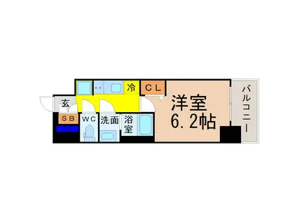 プレサンスSAKAEフロント(1K/13階)の間取り写真