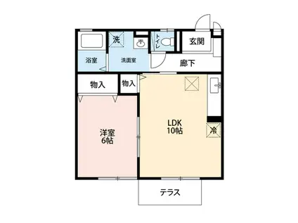 プレミールB(1LDK/1階)の間取り写真