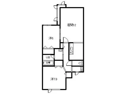 プレズィール春光A・B(2LDK/2階)の間取り写真