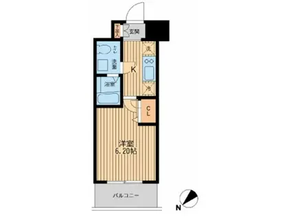 エコロジー潮見レジデンス(1K/9階)の間取り写真