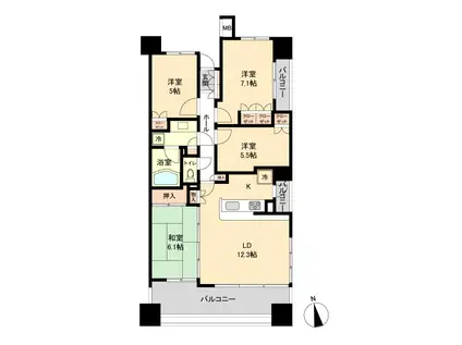 ドゥーエ仙台イースト(4LDK/2階)の間取り写真