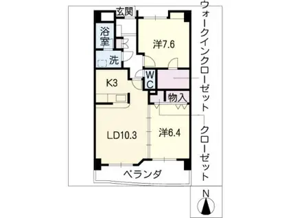 レルシール(2LDK/4階)の間取り写真