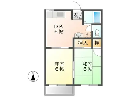 モンシャトー可児 B(2DK/2階)の間取り写真