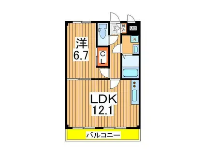ファーストクライム(1LDK/3階)の間取り写真