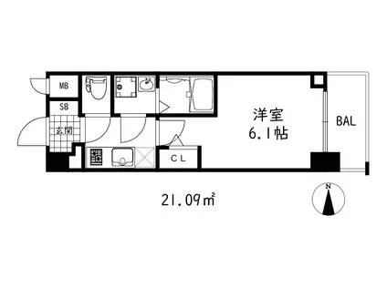 シオンコウベベイサイド(1K/4階)の間取り写真
