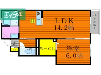 グラシア(1LDK/1階)の間取り写真