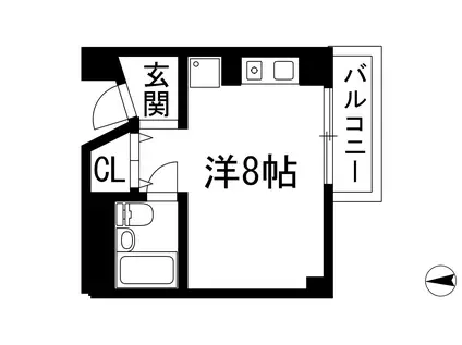 ロイヤルコート上池田(ワンルーム/2階)の間取り写真