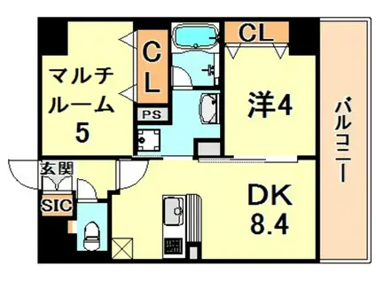 エステムプラザ神戸大開通ルミナス(1SDK/7階)の間取り写真