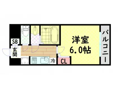 グランパシフィック塩草公園(1K/4階)の間取り写真