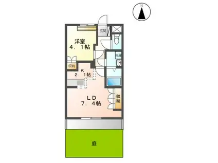 シェルル ウイング(1LDK/1階)の間取り写真