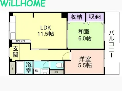 ハイツカドセン(2LDK/2階)の間取り写真