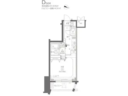 ZOOM北千住(1K/4階)の間取り写真