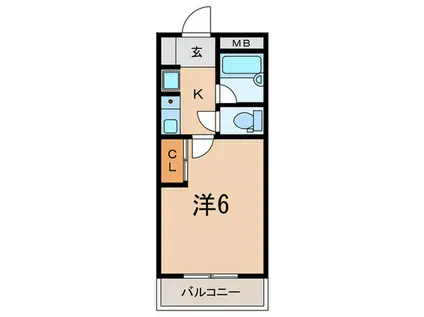 第6パーク(1K/3階)の間取り写真