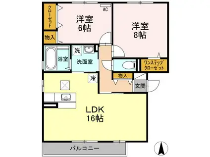 SUN LIVE(2LDK/1階)の間取り写真