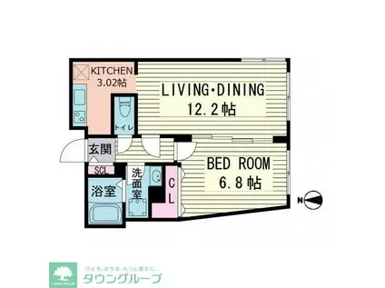 ブランシェ 目黒大橋(1LDK/2階)の間取り写真