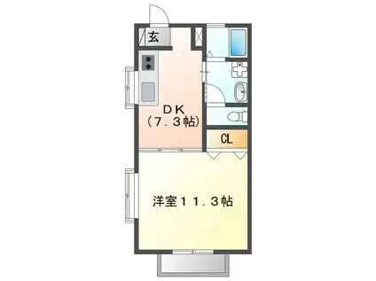 BERGおぐり(1DK/2階)の間取り写真