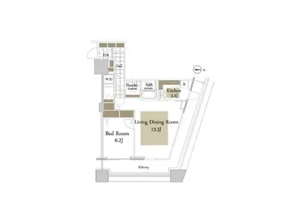 コンシェリア西新宿 TOWERS ウエスト(1LDK/7階)の間取り写真