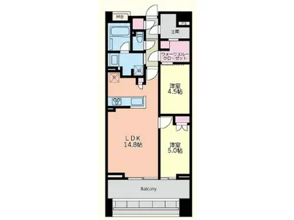 パークタワー向ケ丘遊園(2LDK/5階)の間取り写真