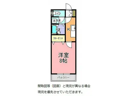 ジョイフルハイツII(1K/3階)の間取り写真